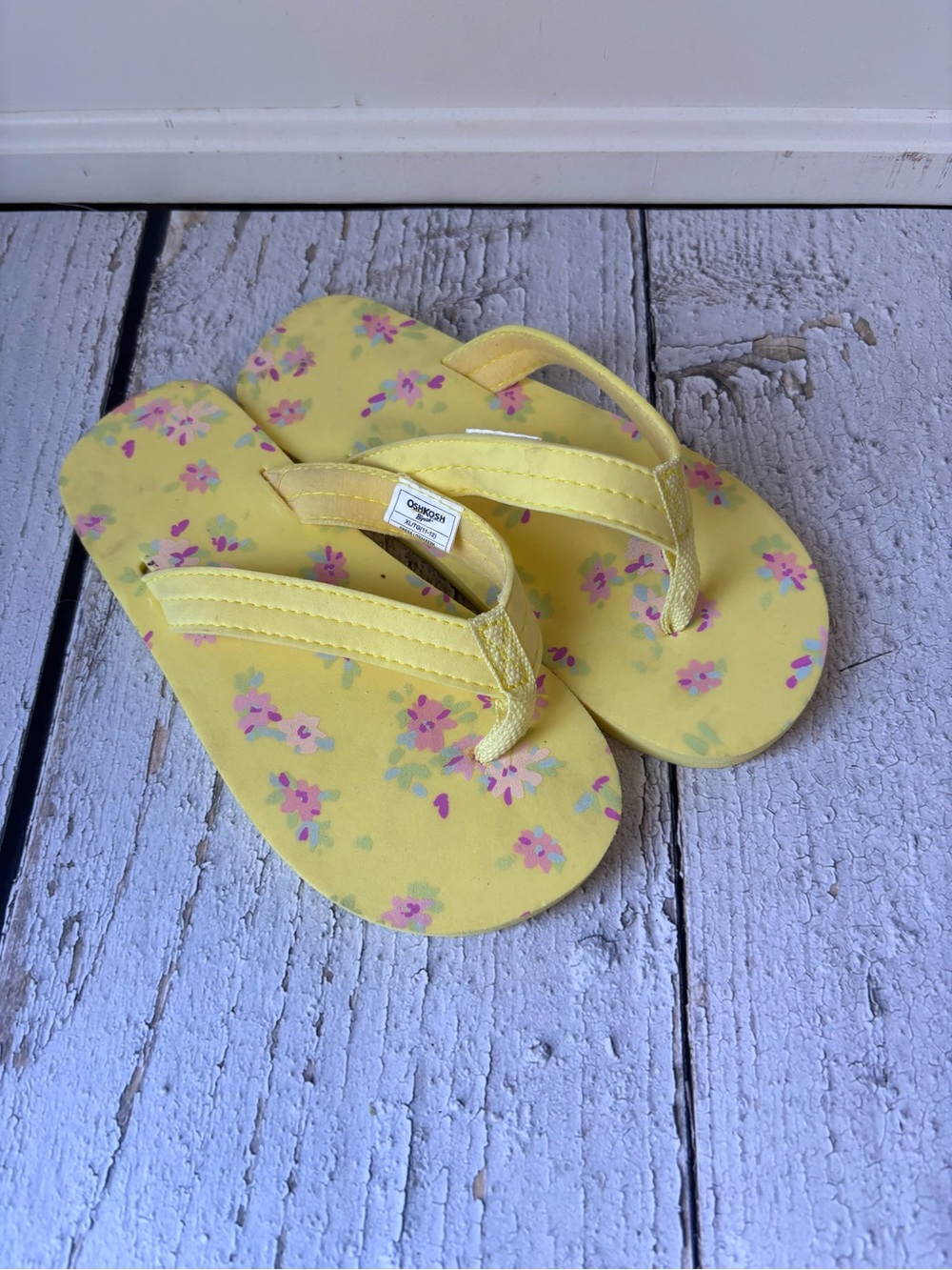 OshKosh B'gosh Yellow Floral Flip Flops